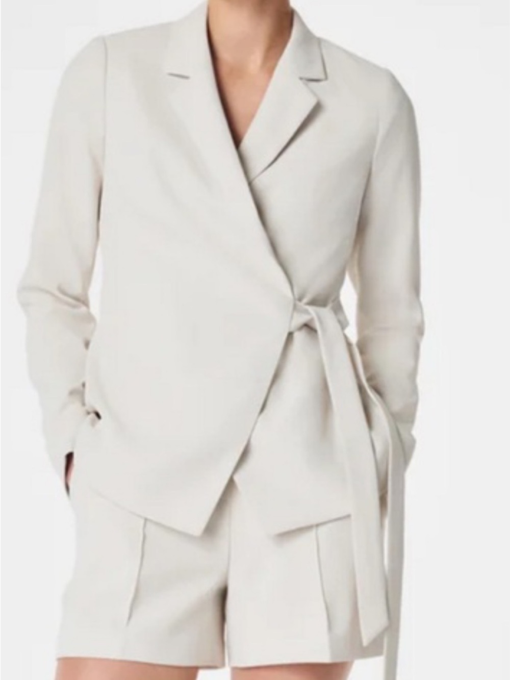 Spanx CreamParchment Wrap Blazer with Tie Waist NWT M
